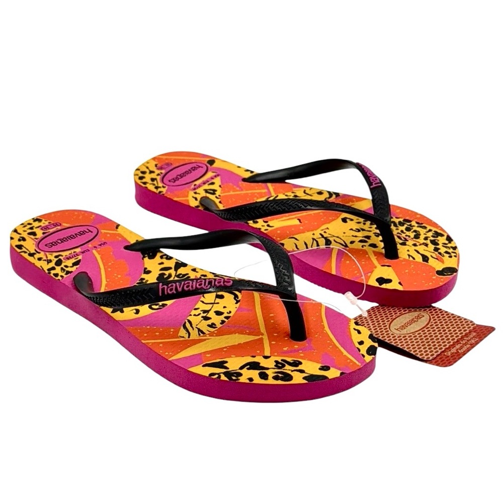 Havaianas Slim Fruity Jungle Print Flip Flop Sandals Size 6